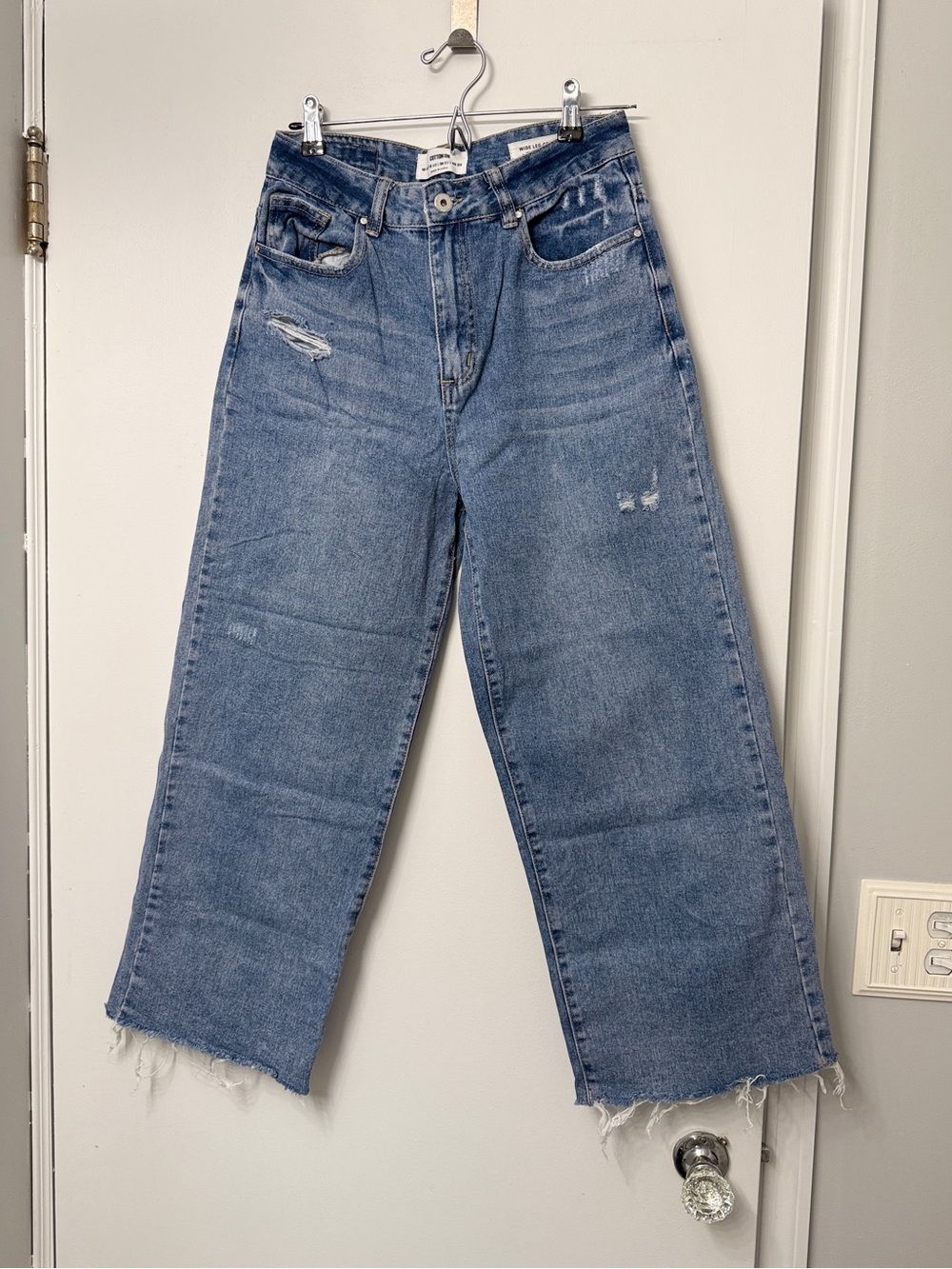 Cotton On Distressed Blue Wide Leg Jeans